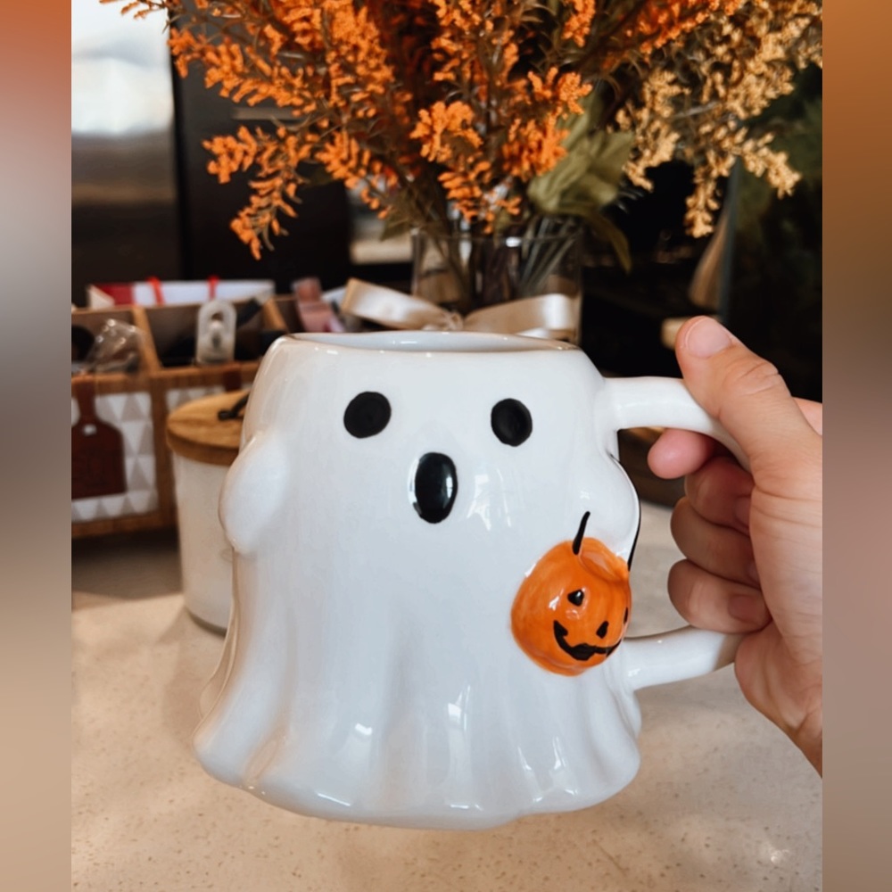 Ghost mug with pumpkin basket NEW